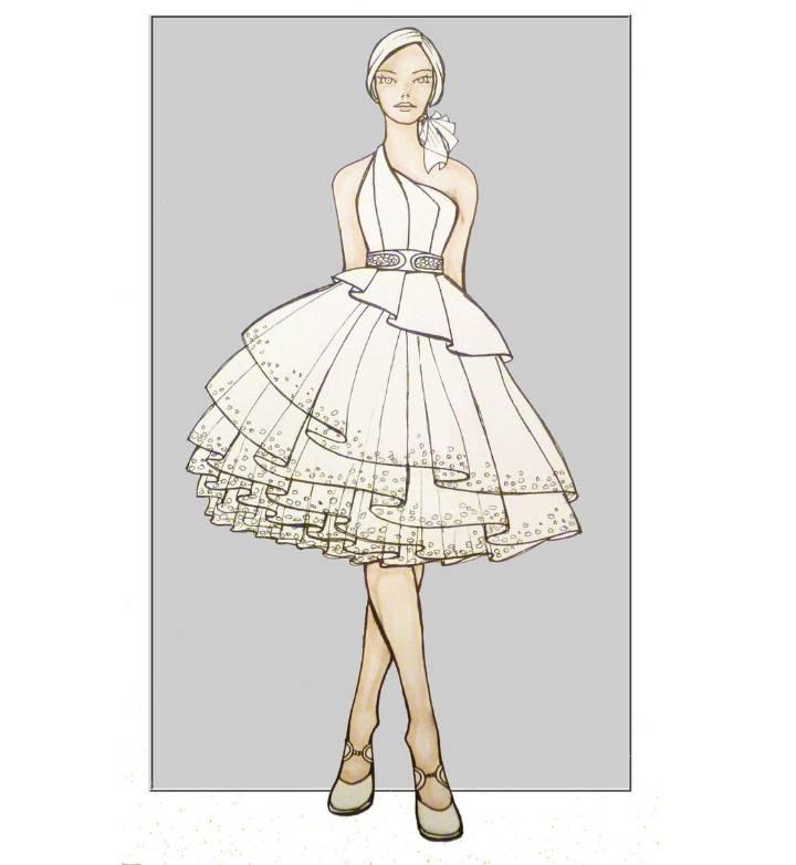 小礼服效果图-婚纱礼服设计-服装设计
