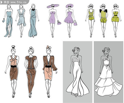 服装设计稿 线描服装模特的创作与意义